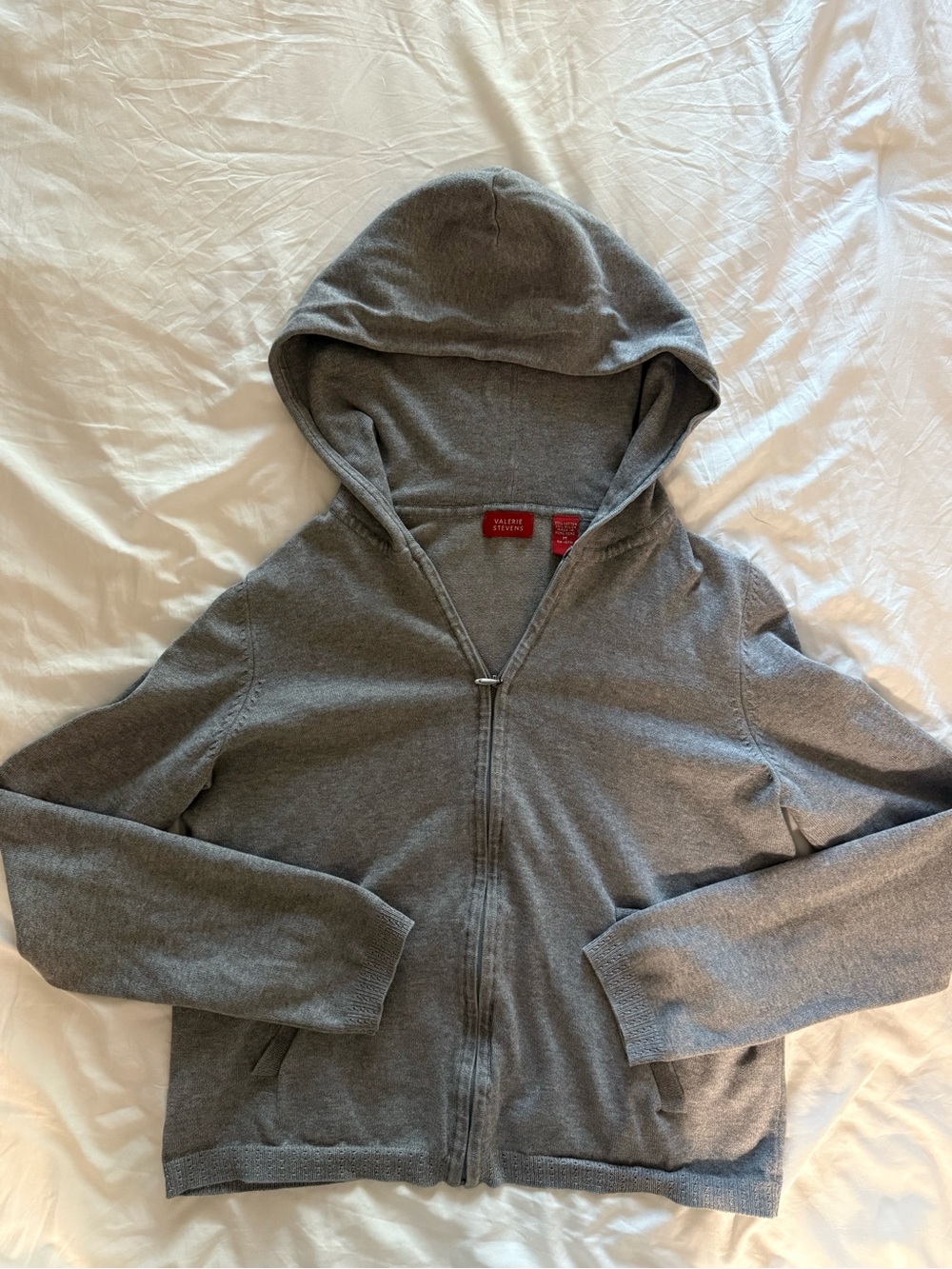 Valerie Stevens Gray Hooded Zip Sweater